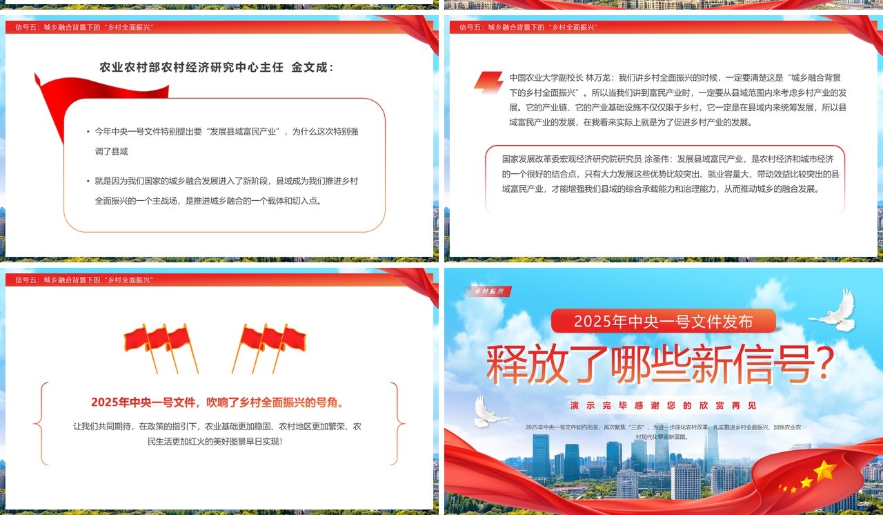 蓝色简约风中央一号文件释放了哪些信号PPT模板
