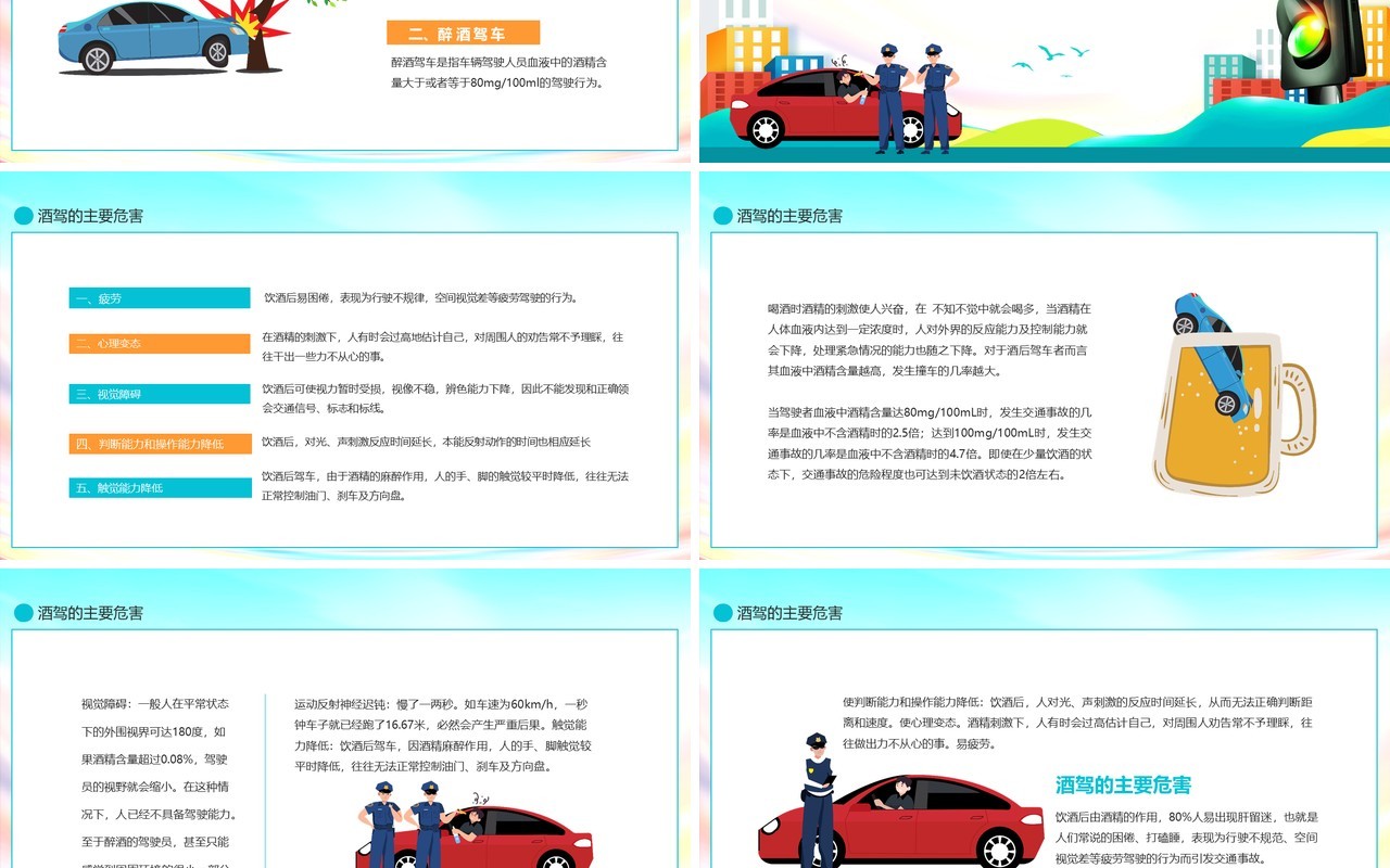 拒绝酒驾交通安全在心中教育培训动态PPT
