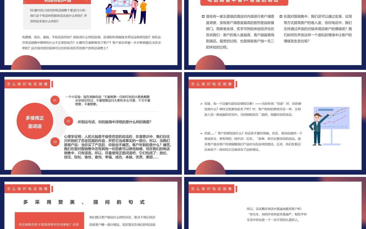 蓝橙色简约风电话销售培训PPT模板