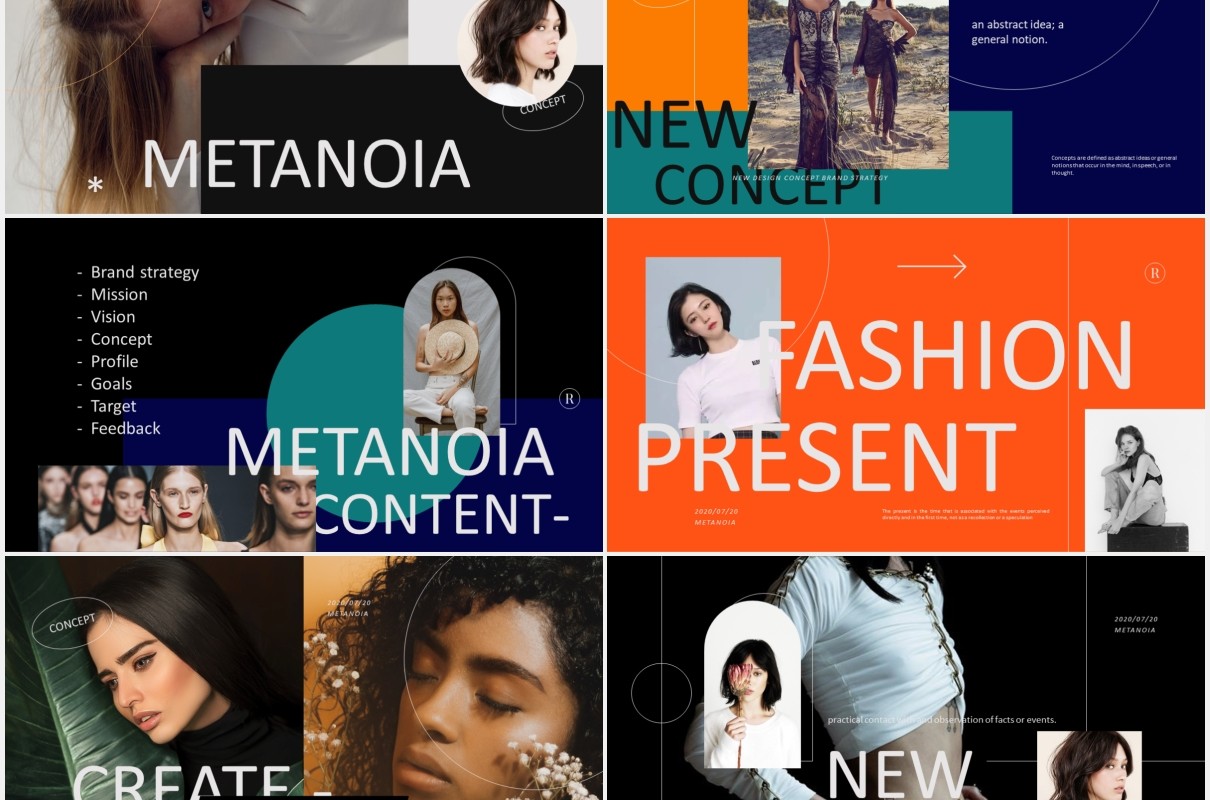 时尚时装电子画册宣传PPTmetanoia lookbook fashion powerpoint templates