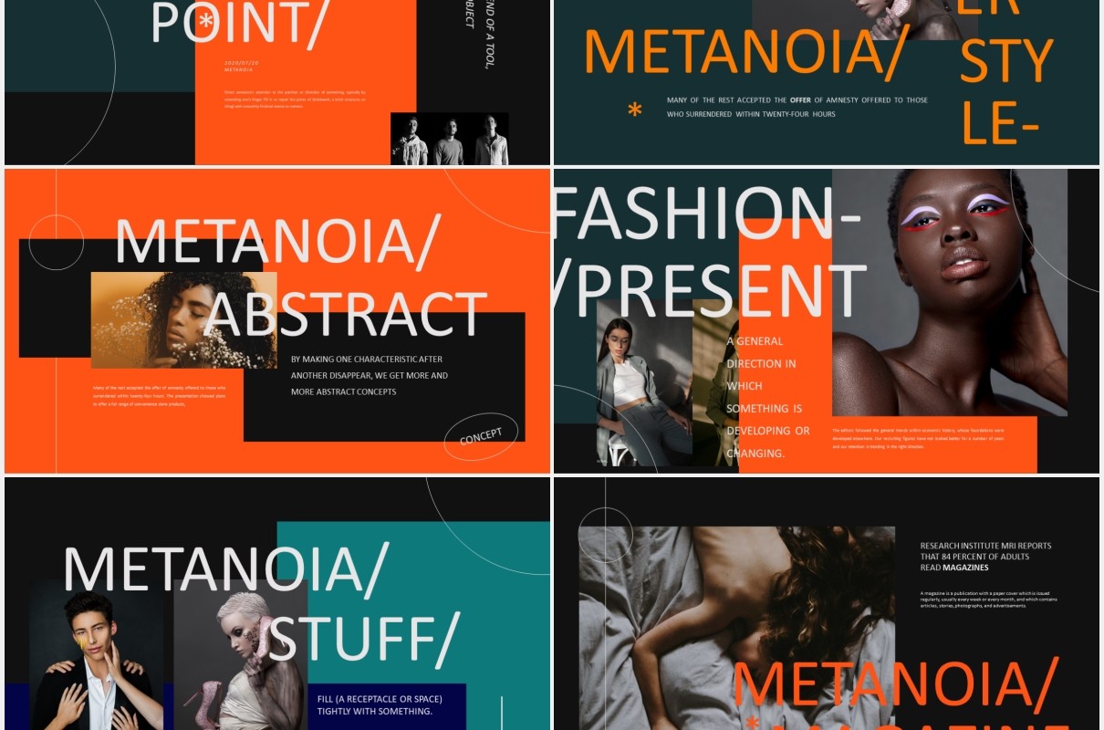 时尚时装电子画册宣传PPTmetanoia lookbook fashion powerpoint templates