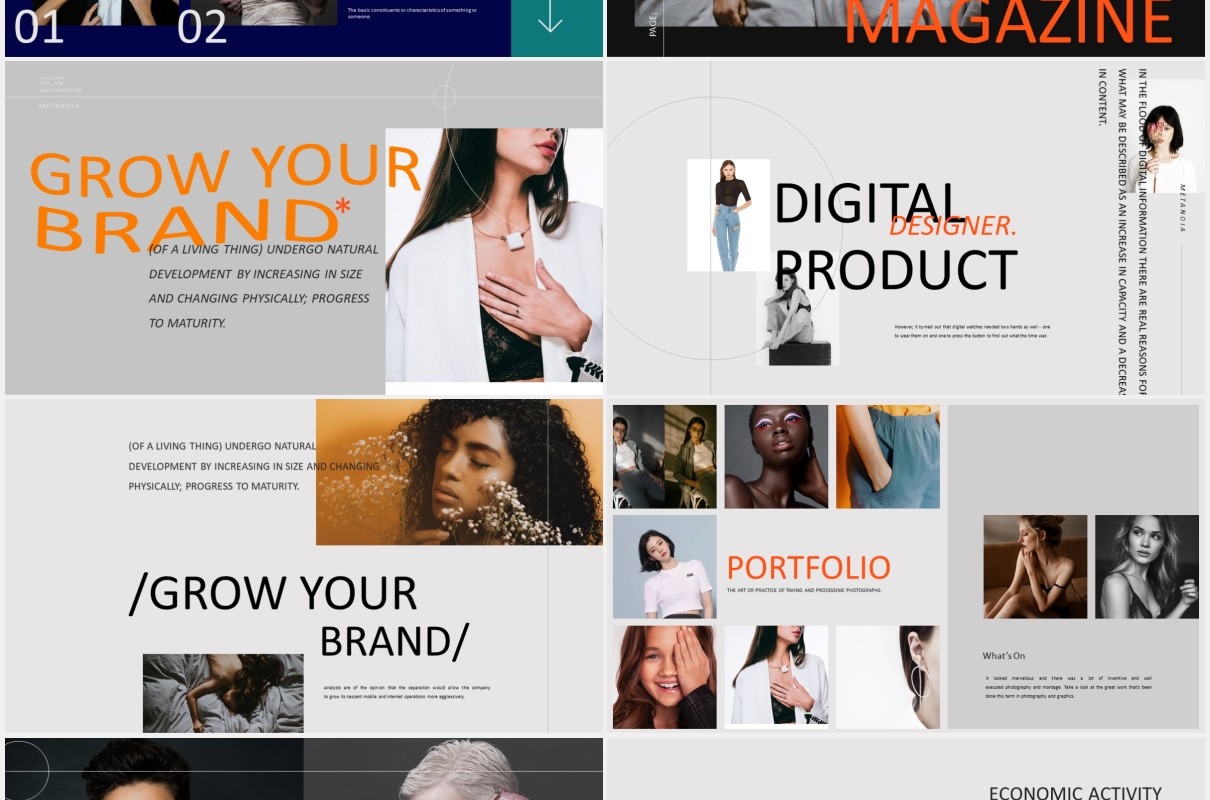 时尚时装电子画册宣传PPTmetanoia lookbook fashion powerpoint templates