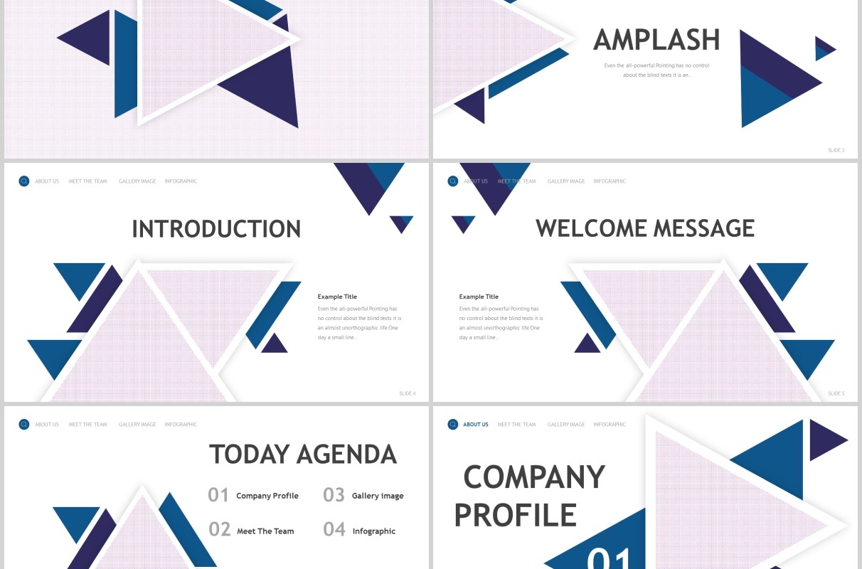 三角形创意图形公司简介产品宣传PPT版式模板Amplash - Powerpoint Template