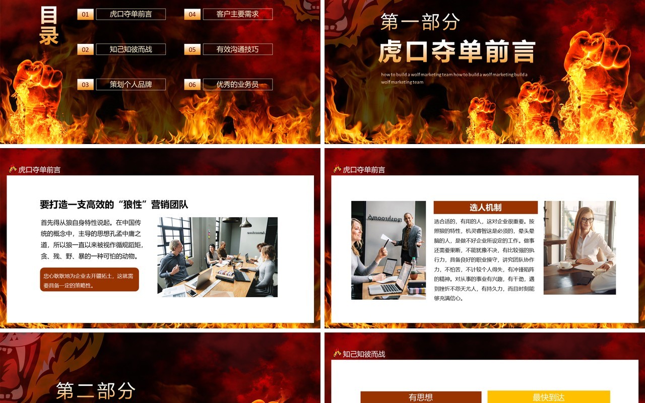虎口夺单如何打造狼性营销团队动态PPT模板