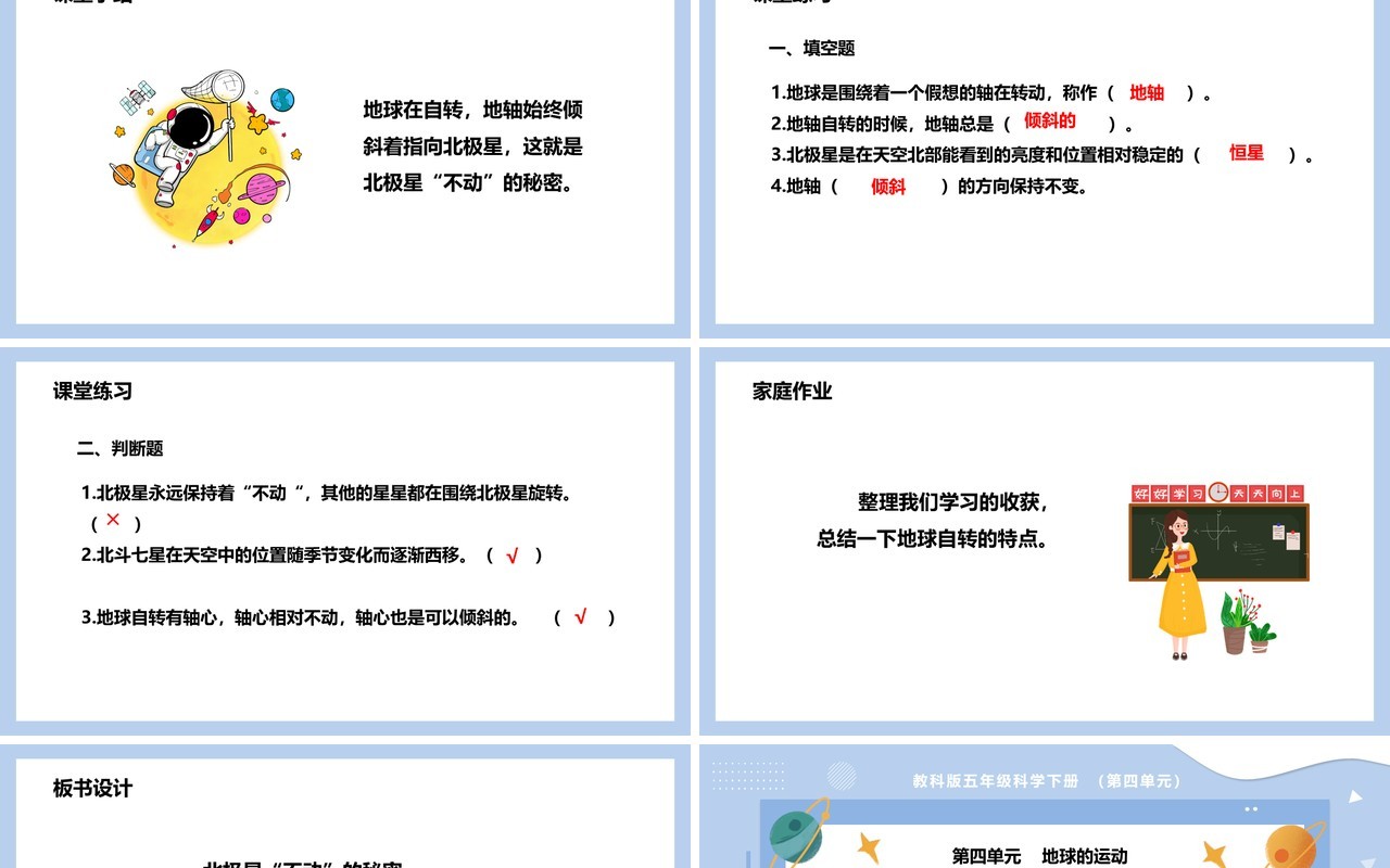 教科版五年级科学下册北极星不动的秘密课件PPT模板