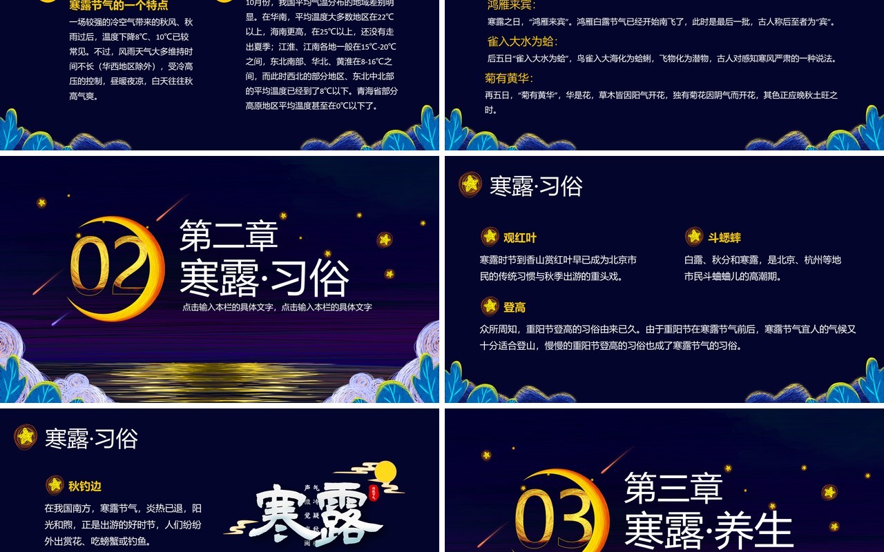 卡通线圈风寒露二十四传统节气介绍PPT模板