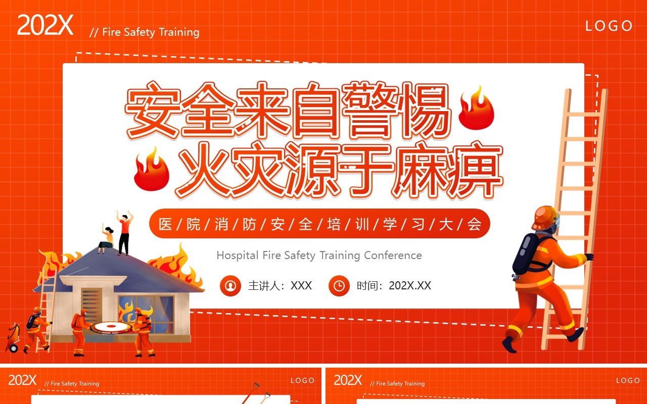 红色简约风医院消防安全培训PPT模板
