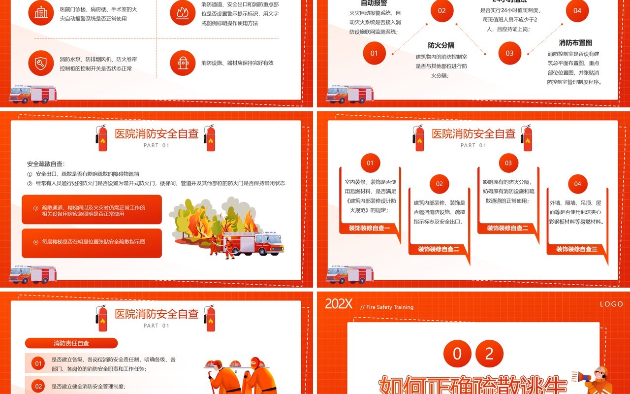 红色简约风医院消防安全培训PPT模板