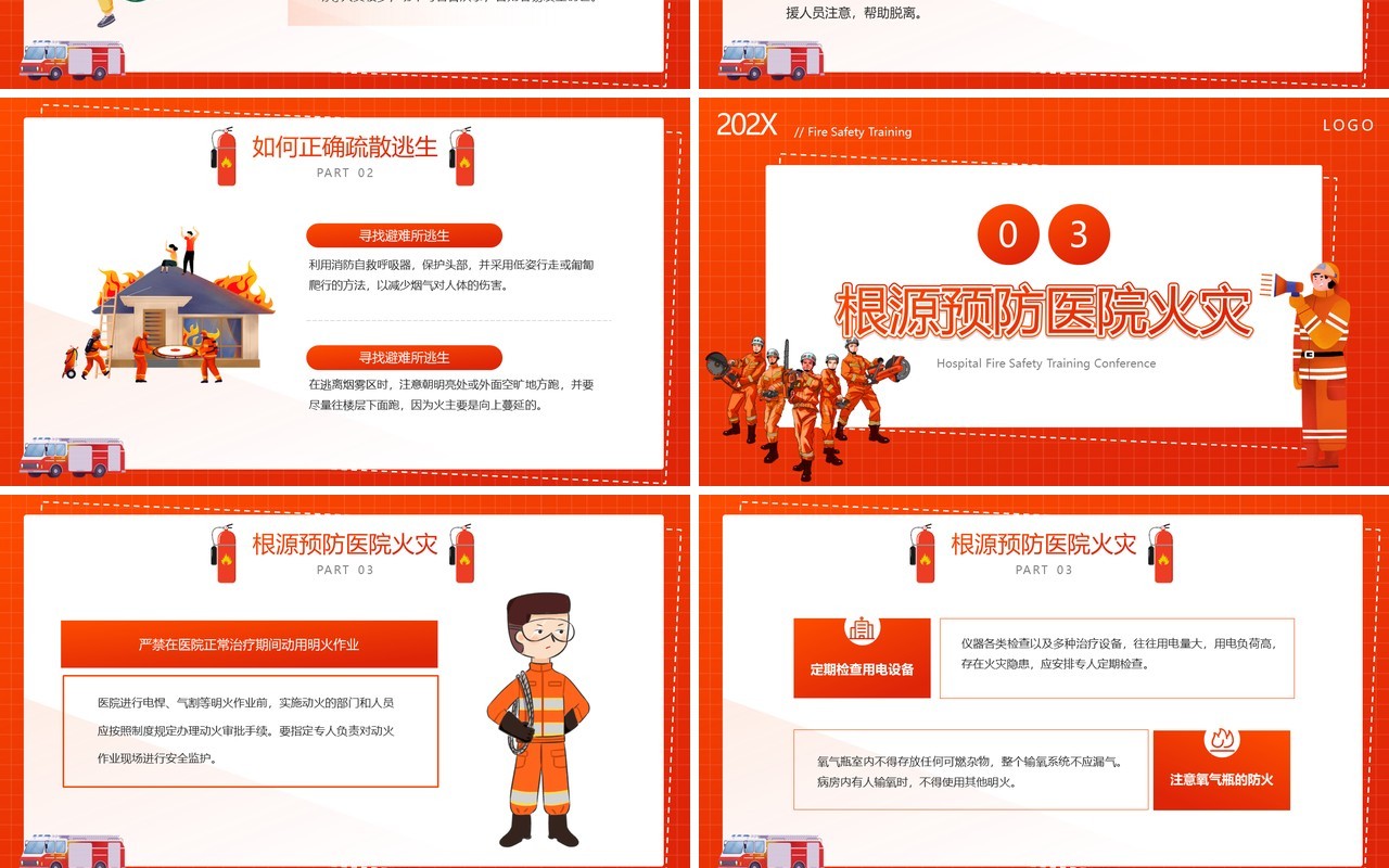 红色简约风医院消防安全培训PPT模板