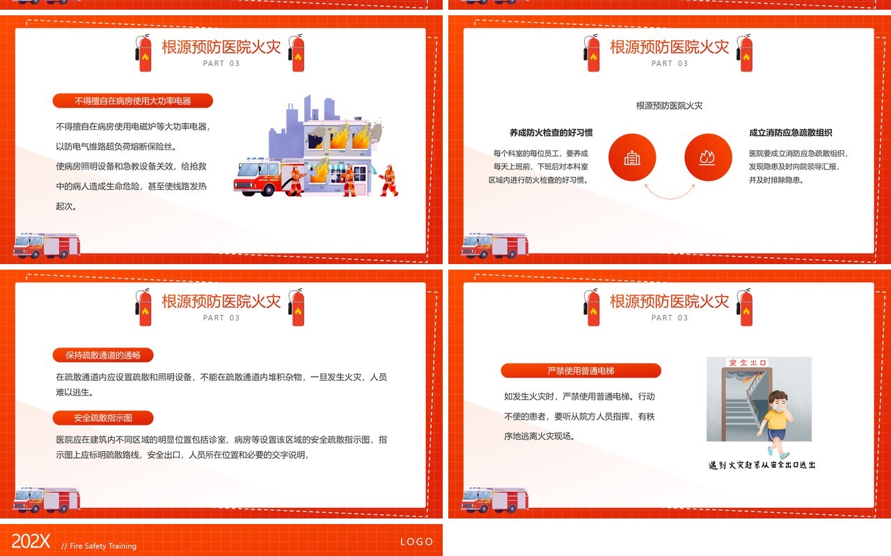 红色简约风医院消防安全培训PPT模板