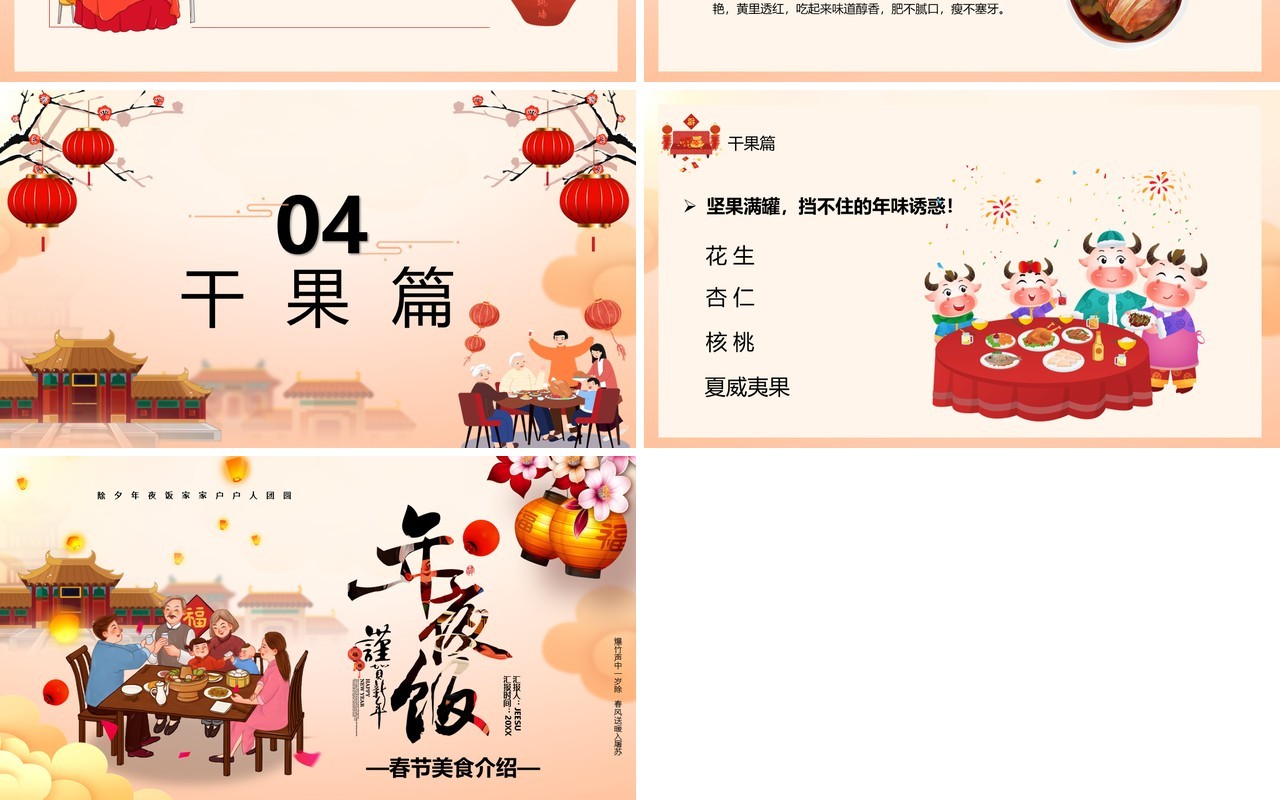 2021除夕年夜饭美食介绍PPT模板