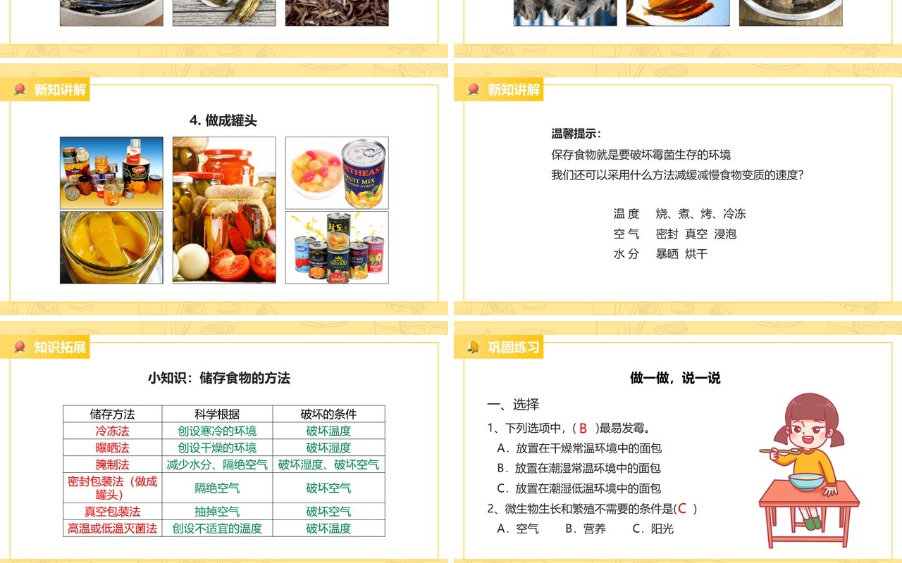 教科版四年级下册减慢食物变质的速度课件PPT模板