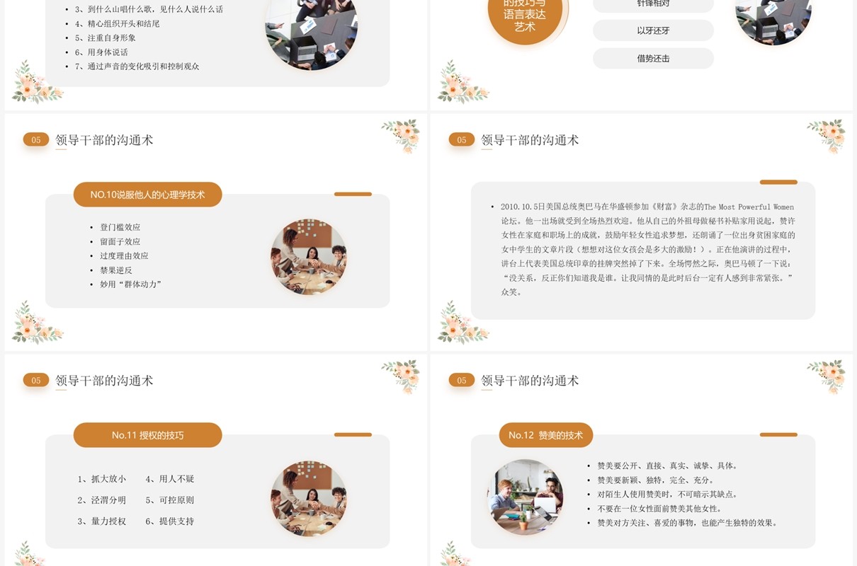 橙色小清新沟通的艺术企业培训PPT模板