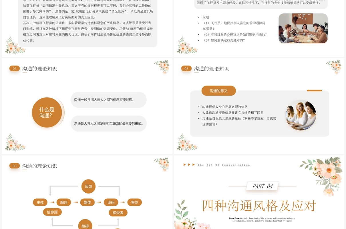 橙色小清新沟通的艺术企业培训PPT模板