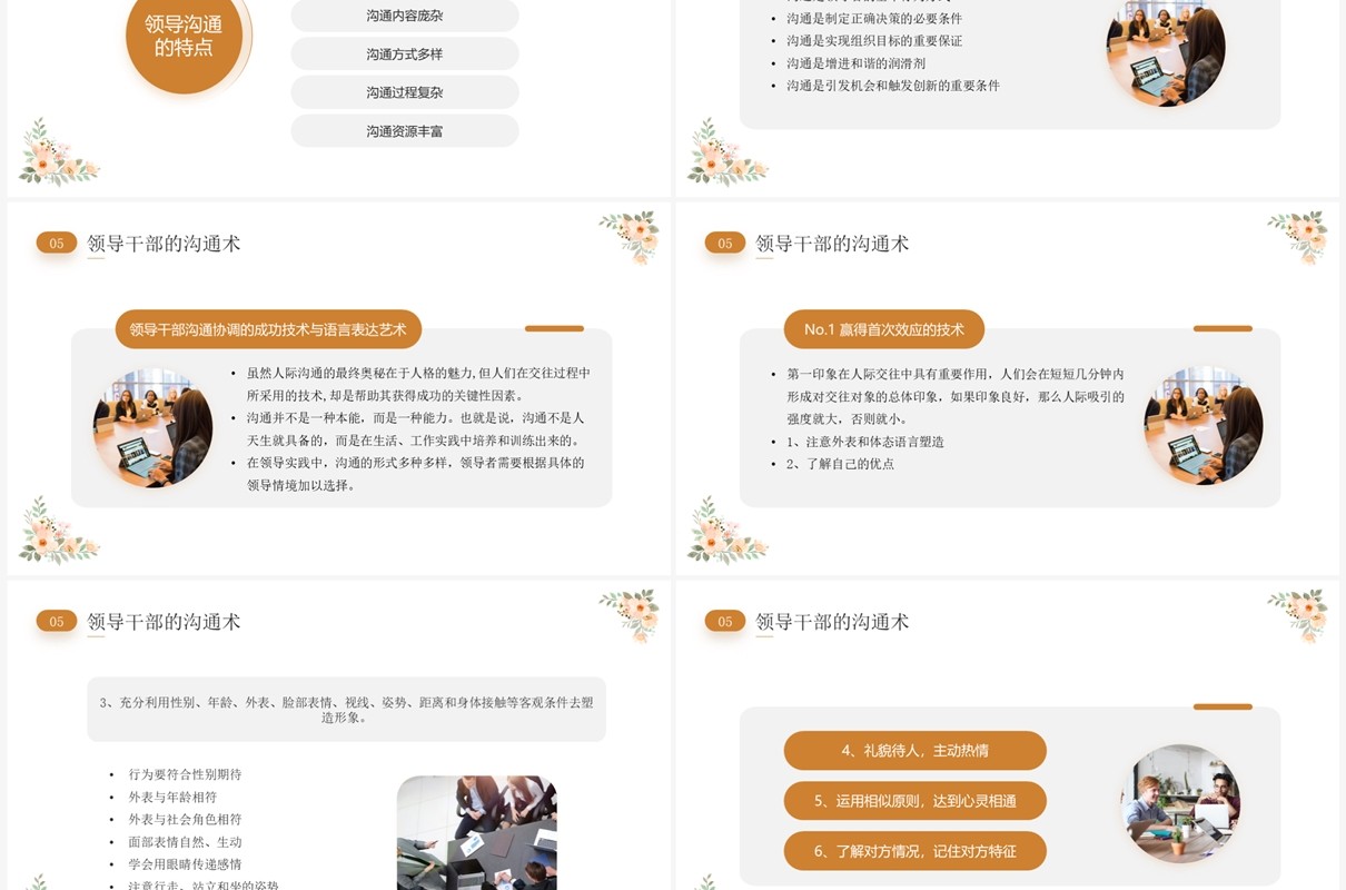 橙色小清新沟通的艺术企业培训PPT模板