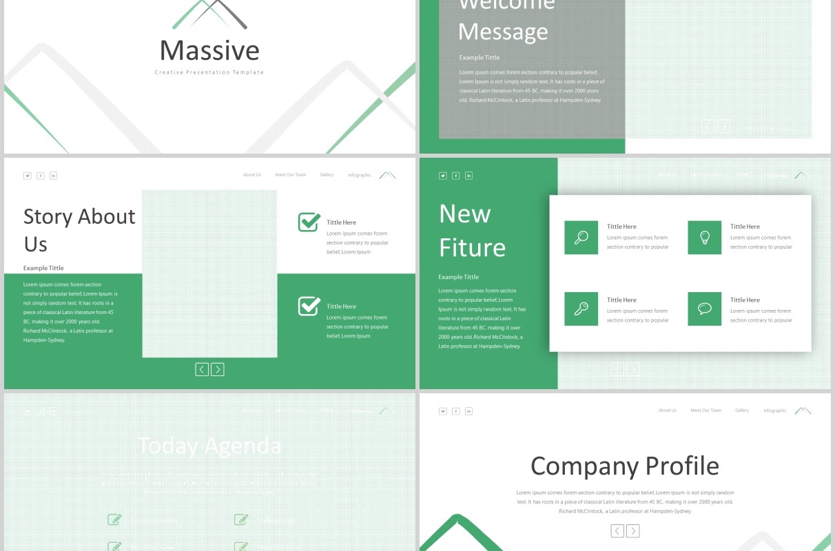绿色户外旅游策划宣传PPT图文排版模板Massive - Powerpoint Template