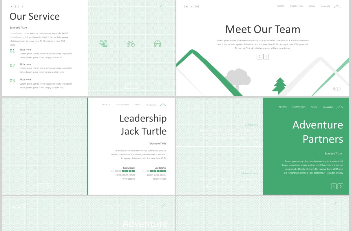 绿色户外旅游策划宣传PPT图文排版模板Massive - Powerpoint Template