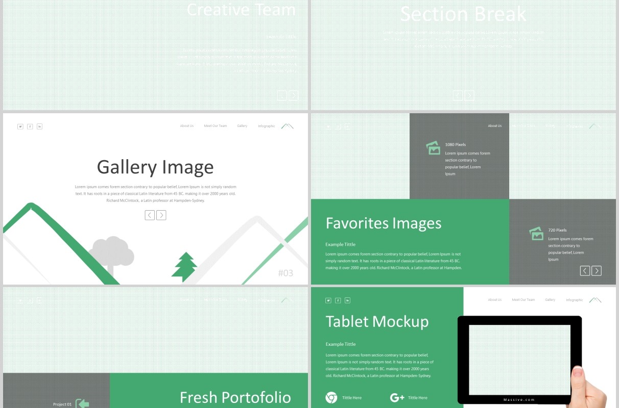 绿色户外旅游策划宣传PPT图文排版模板Massive - Powerpoint Template
