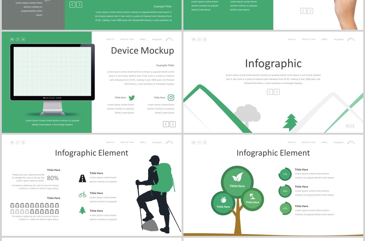 绿色户外旅游策划宣传PPT图文排版模板Massive - Powerpoint Template