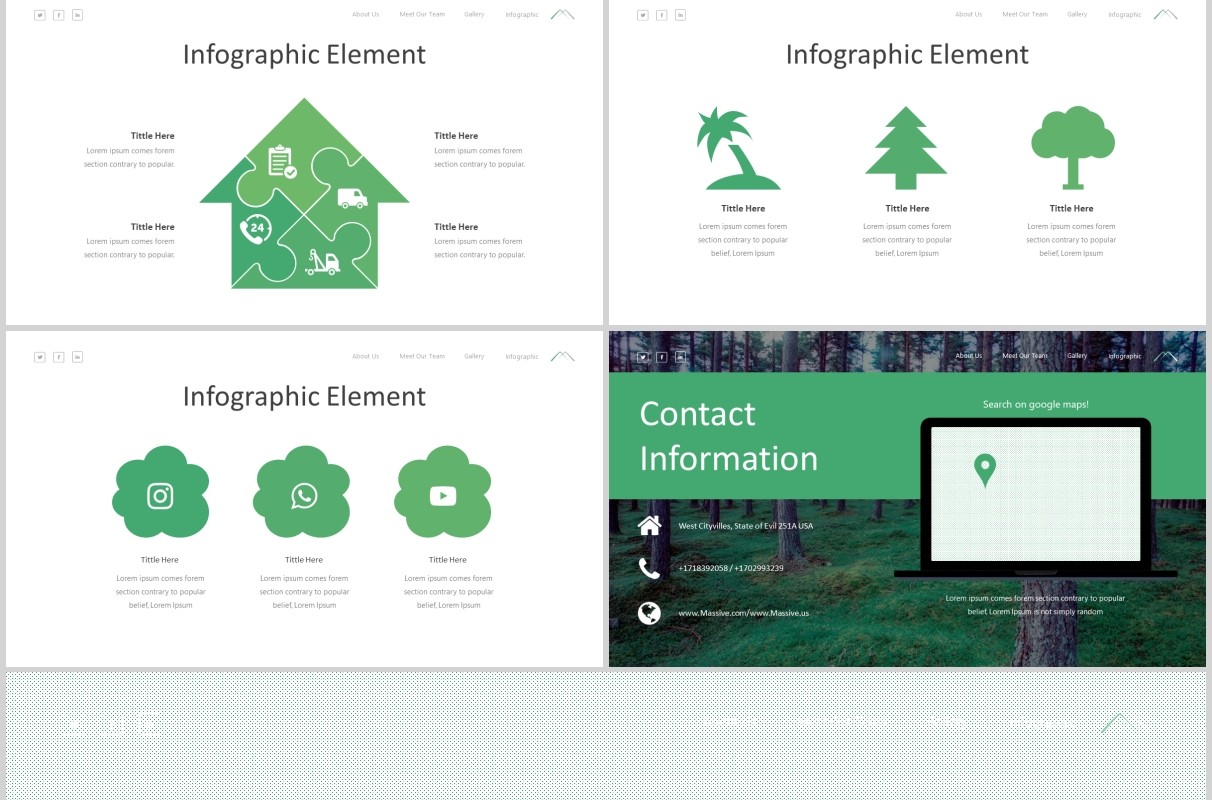 绿色户外旅游策划宣传PPT图文排版模板Massive - Powerpoint Template
