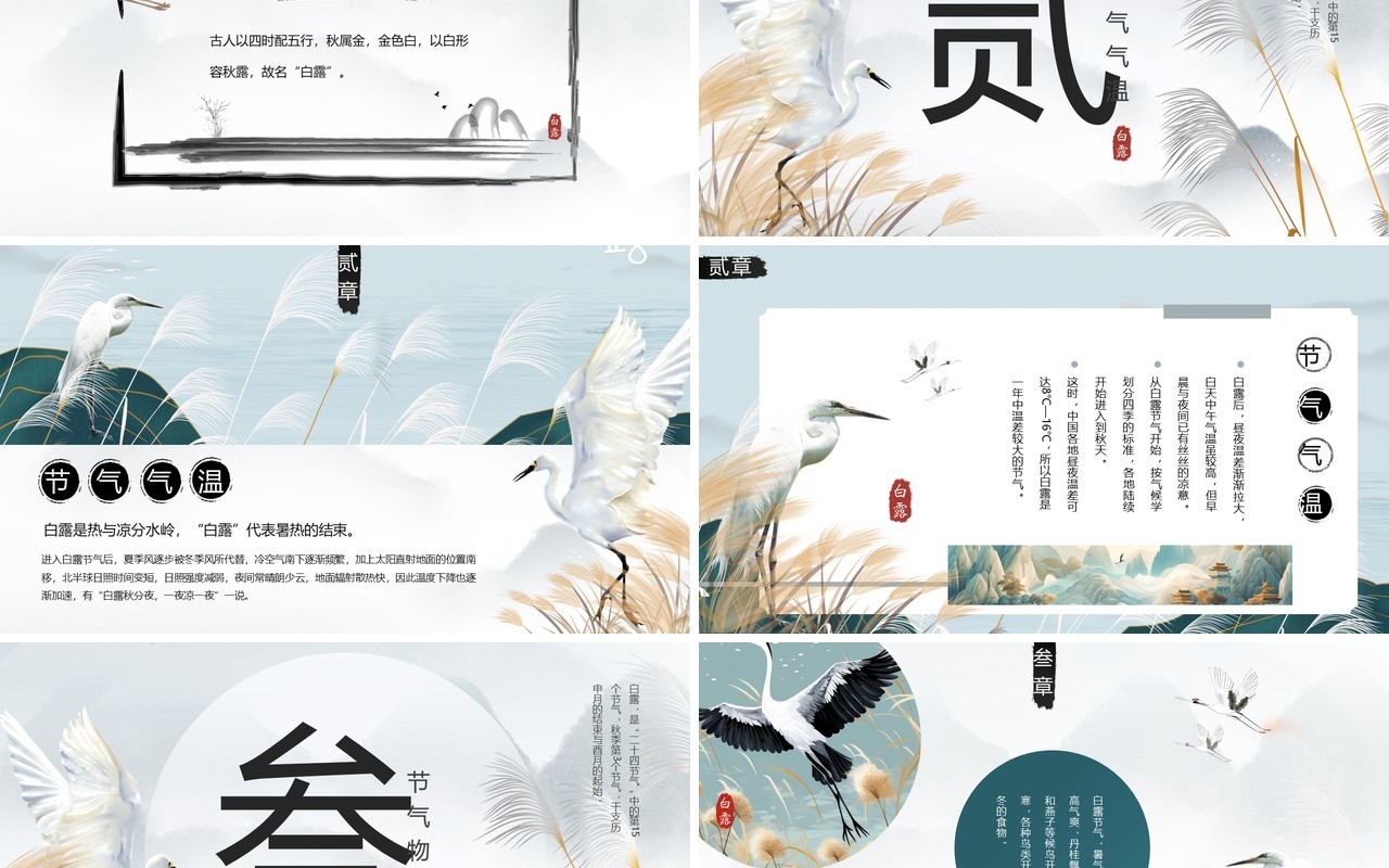 灰色中国风二十四节气之白露PPT模板