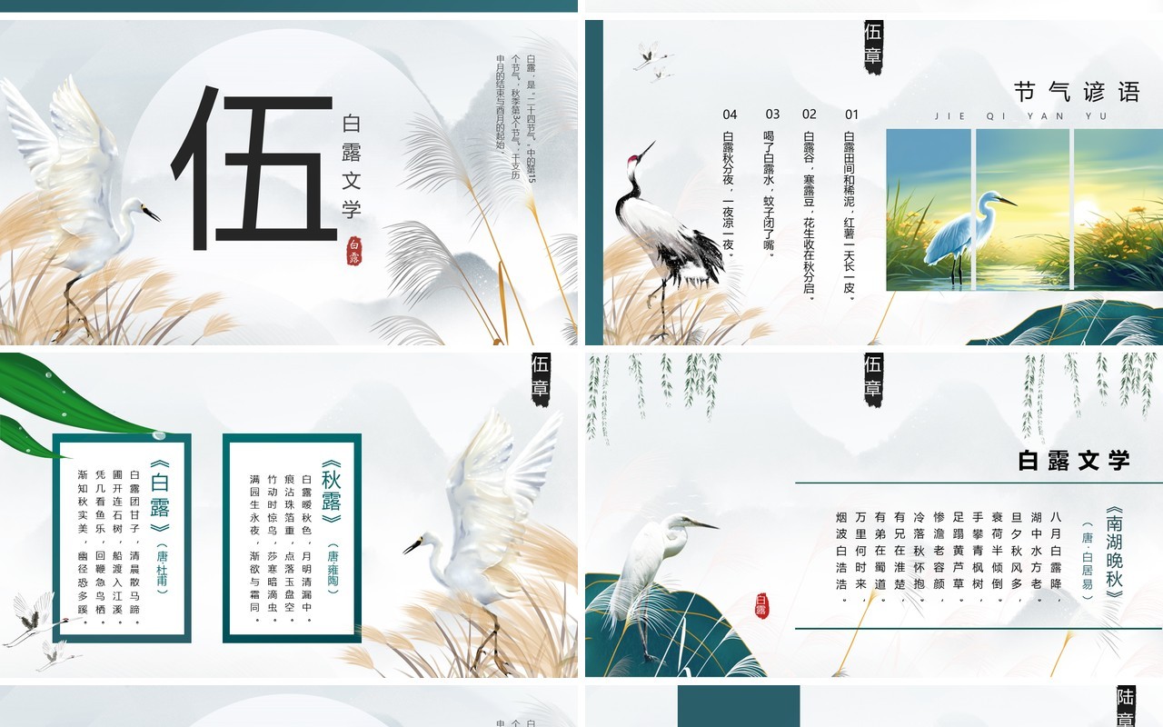 灰色中国风二十四节气之白露PPT模板