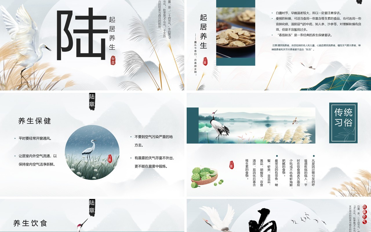 灰色中国风二十四节气之白露PPT模板