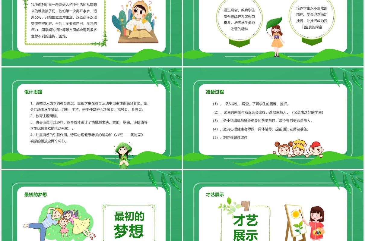 面对挫折永不言败主题班会动态课件PPT模板