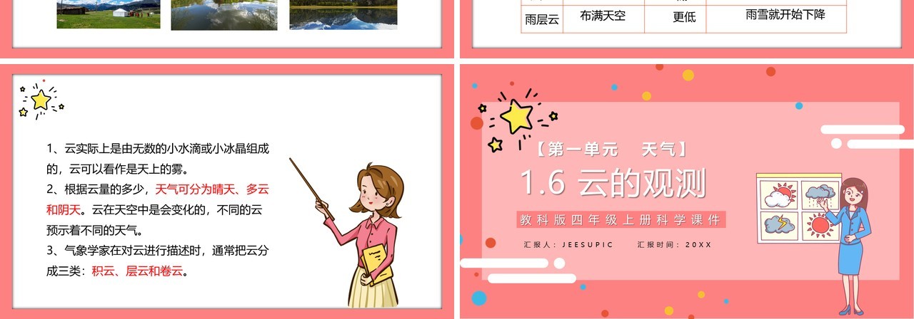 教科版四年级科学上册云的观测教育课件PPT模板
