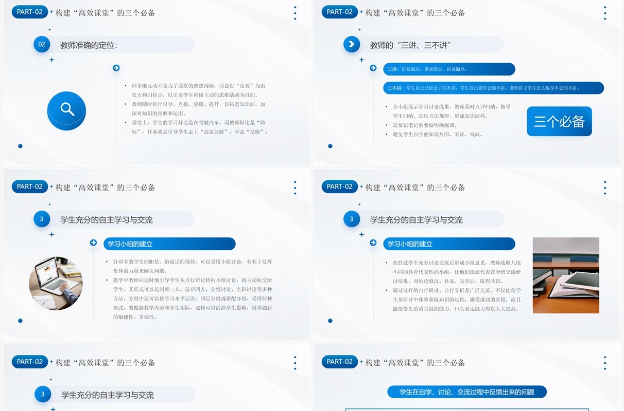 蓝色简约构建高效课堂展现课堂魅力教师培训PPT模板