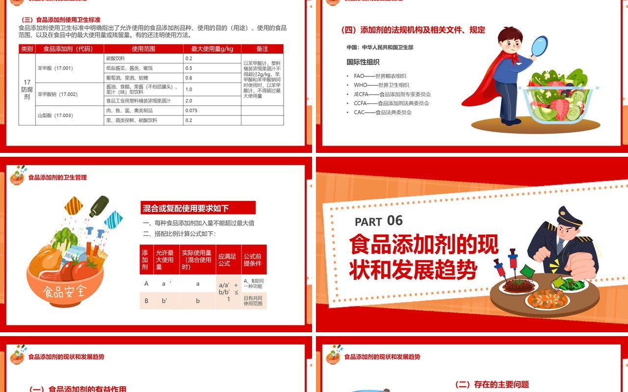 红色卡通风食品添加剂宣传教育PPT模板