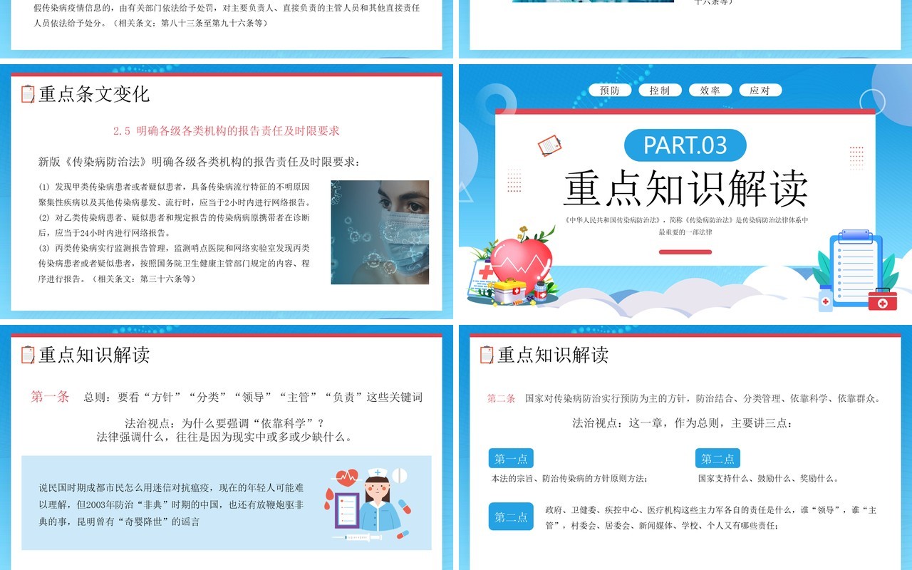 蓝色扁平化传染疾病防治法解读学习PPT模板