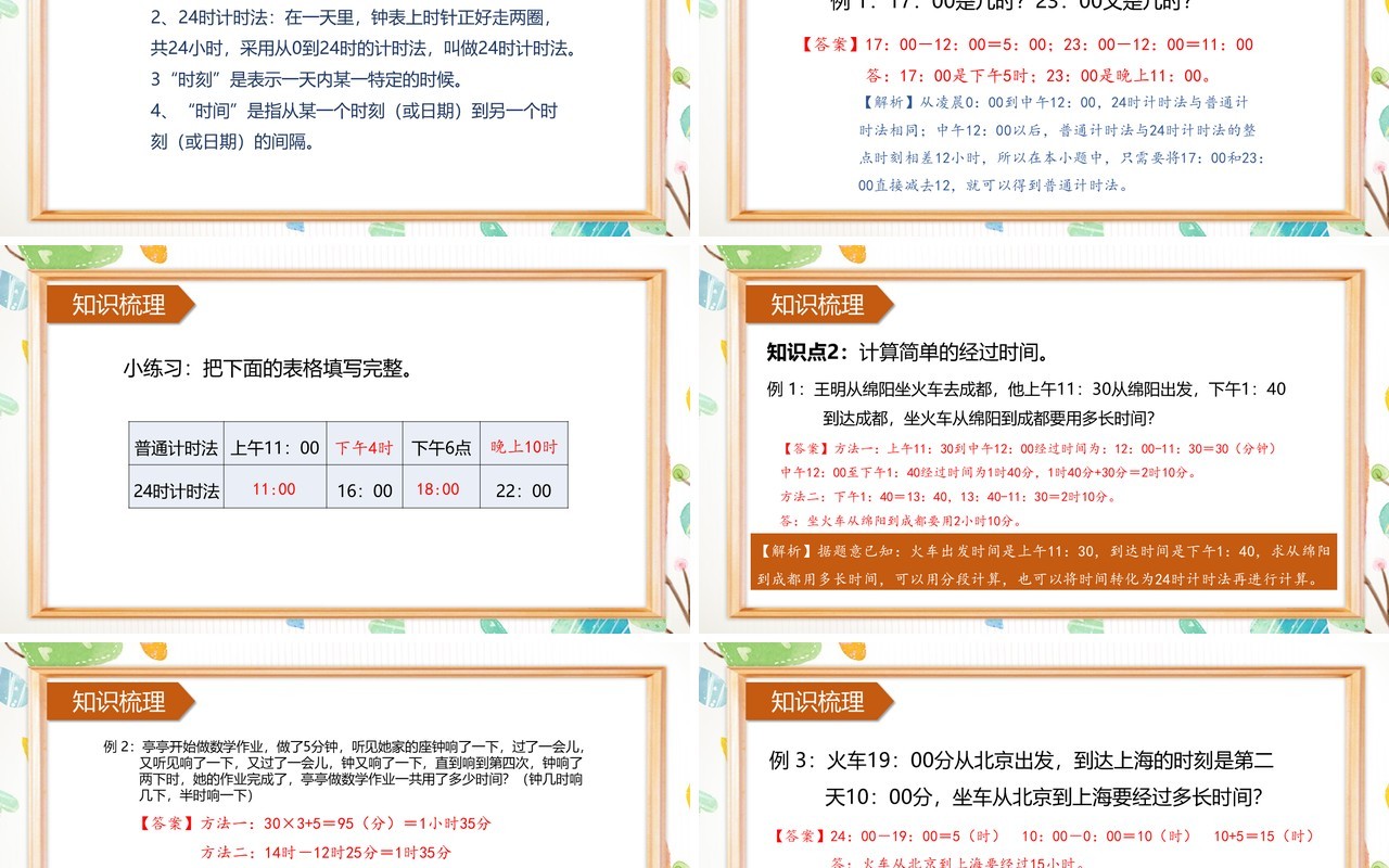 部编版三年级数学下册24时计时法课件PPT模板