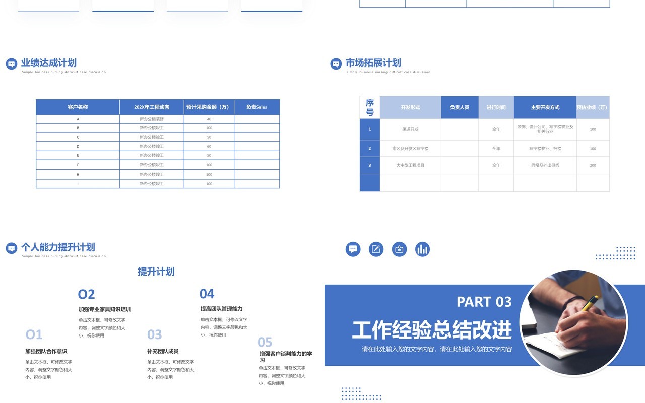 蓝色商务风销售年终总结PPT通用模板
