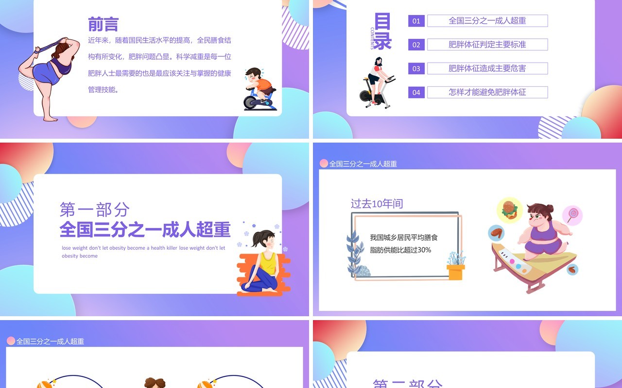 减肥瘦身别让肥胖成为健康杀手动态PPT模板