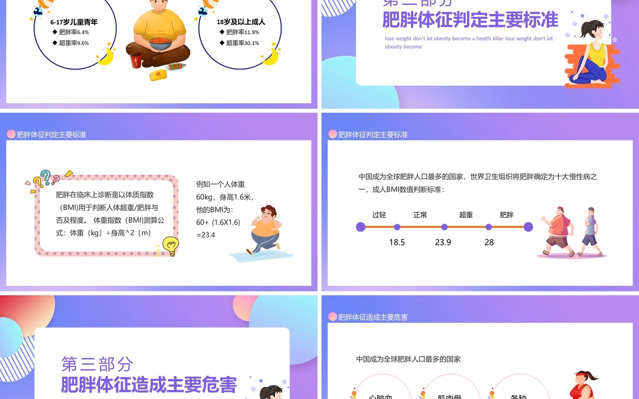 减肥瘦身别让肥胖成为健康杀手动态PPT模板