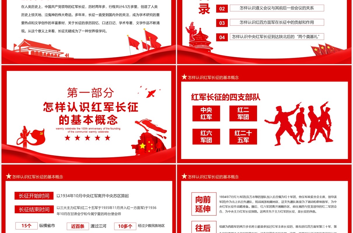 从党史中再识长征热烈庆祝中国共产党成立100周年党建党政动态PPT模板
