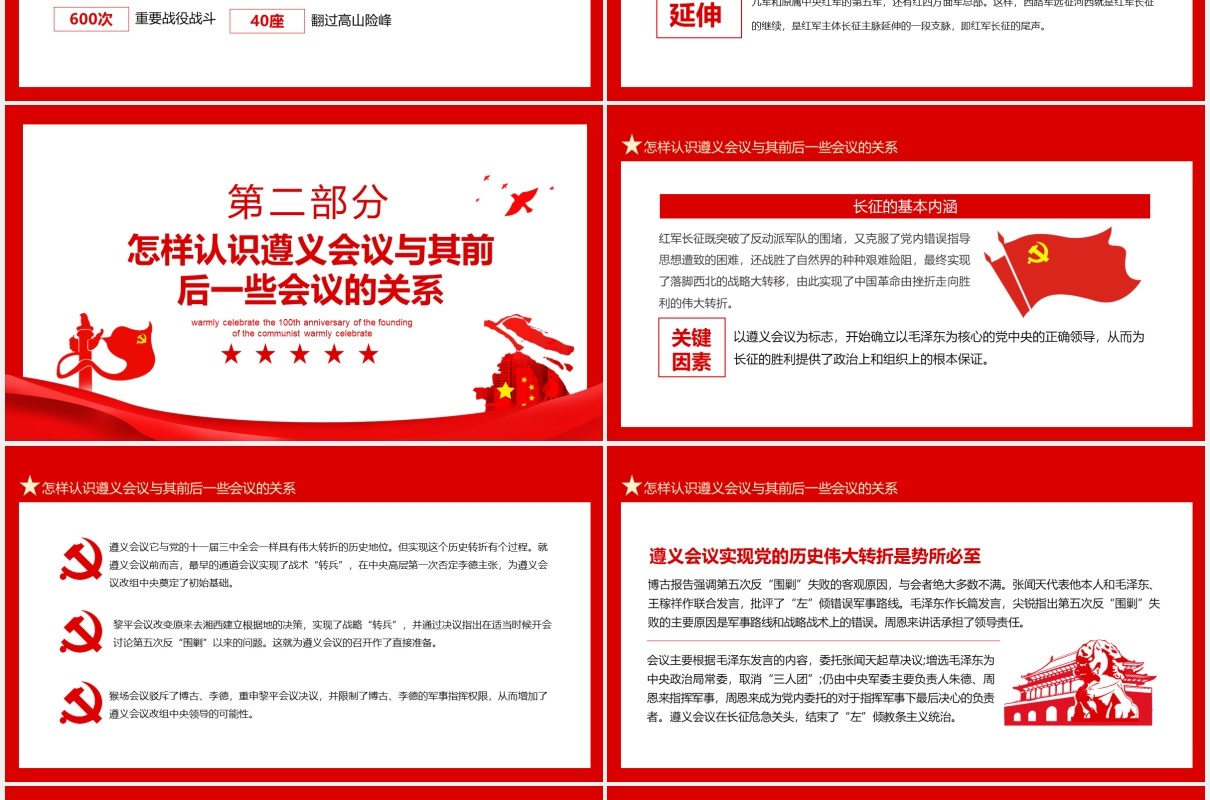 从党史中再识长征热烈庆祝中国共产党成立100周年党建党政动态PPT模板