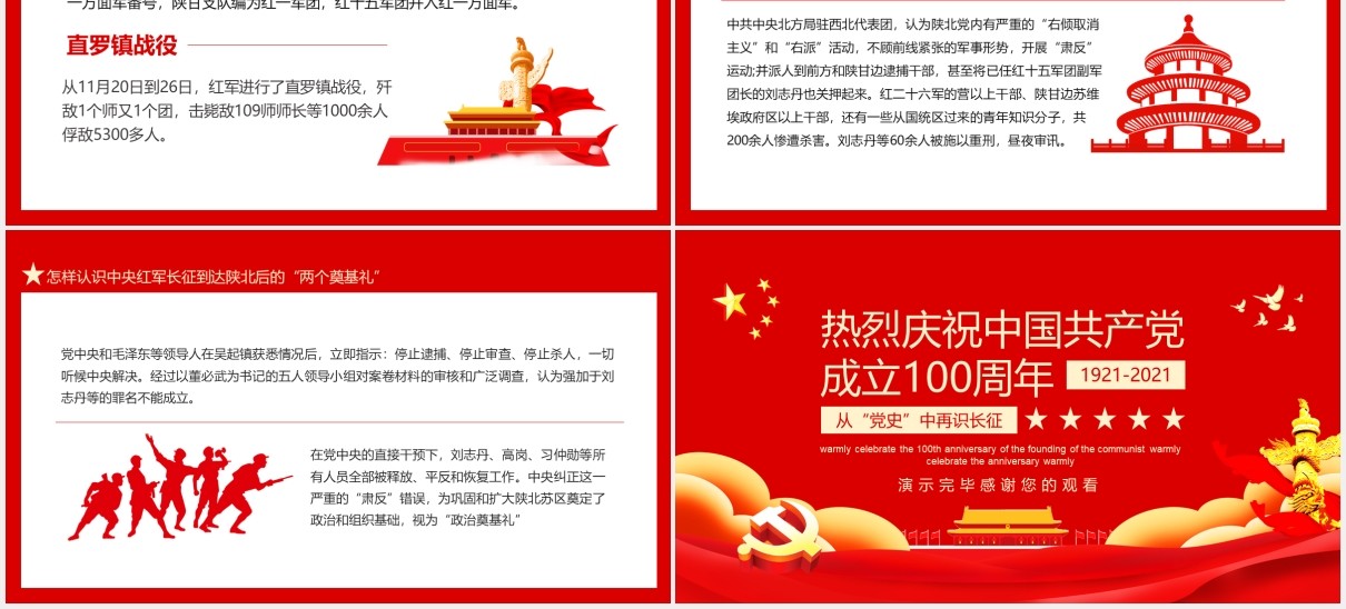 从党史中再识长征热烈庆祝中国共产党成立100周年党建党政动态PPT模板