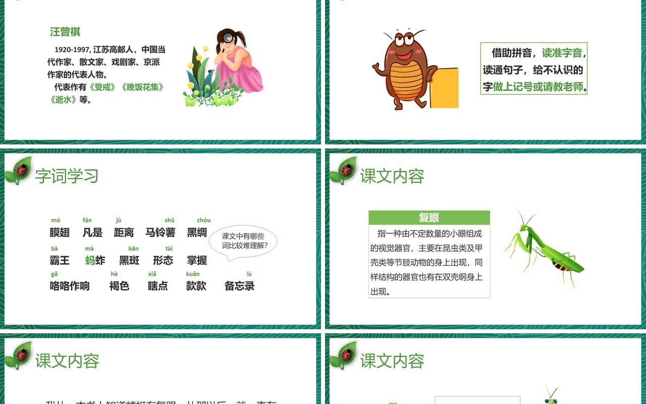 部编版三年级语文下册昆虫备忘录课件PPT模板