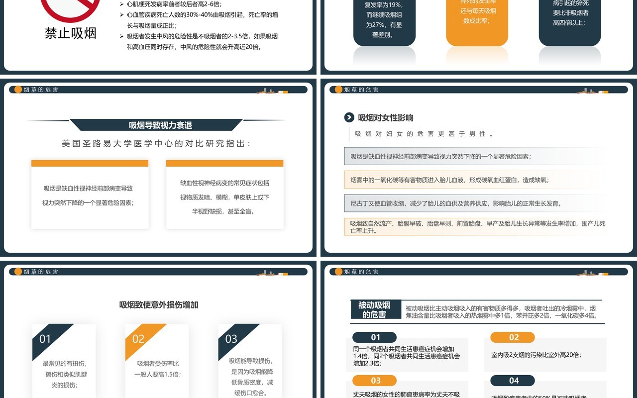 蓝色简约风远离烟草从你我做起PPT模板