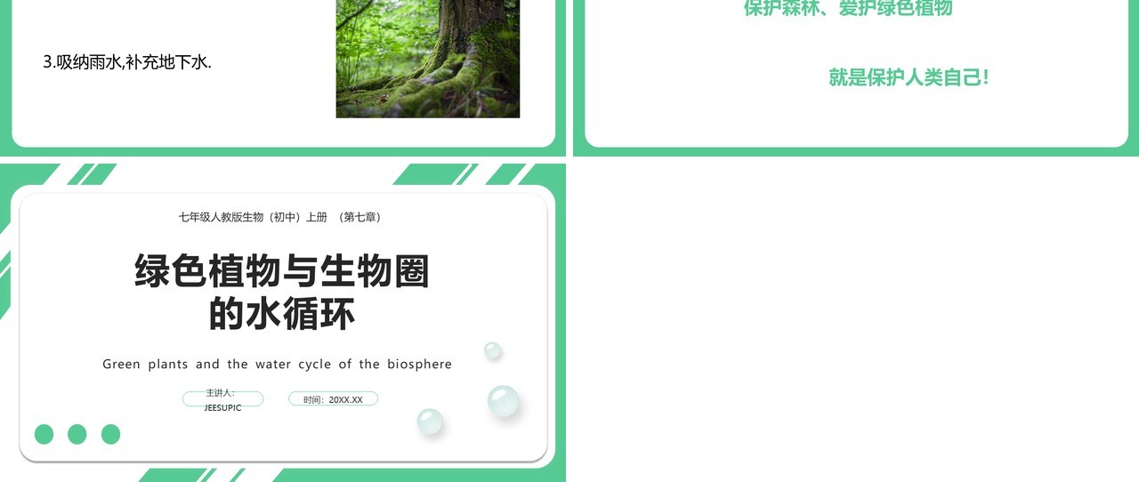 人教版七年级生物上册绿色植物与生物圈的水循环课件PPT模板