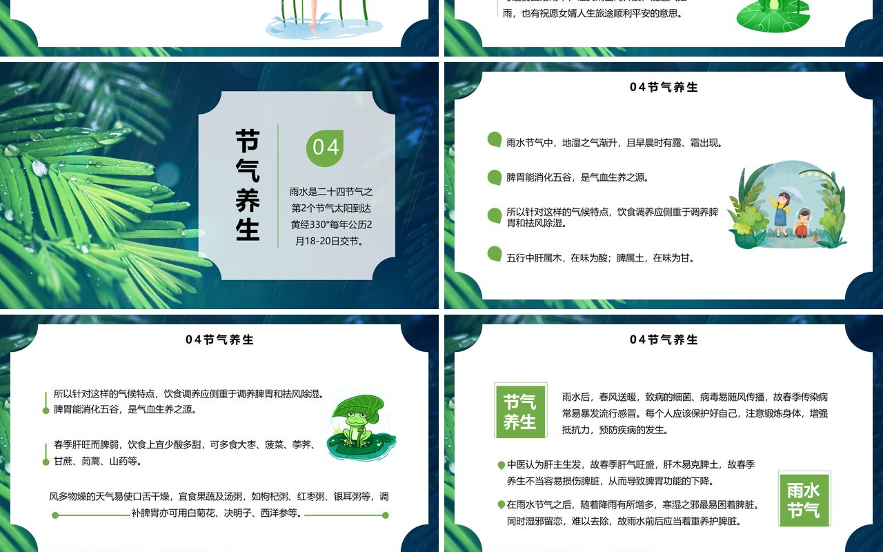 简约中国二十四节气之雨水节气介绍PPT模板