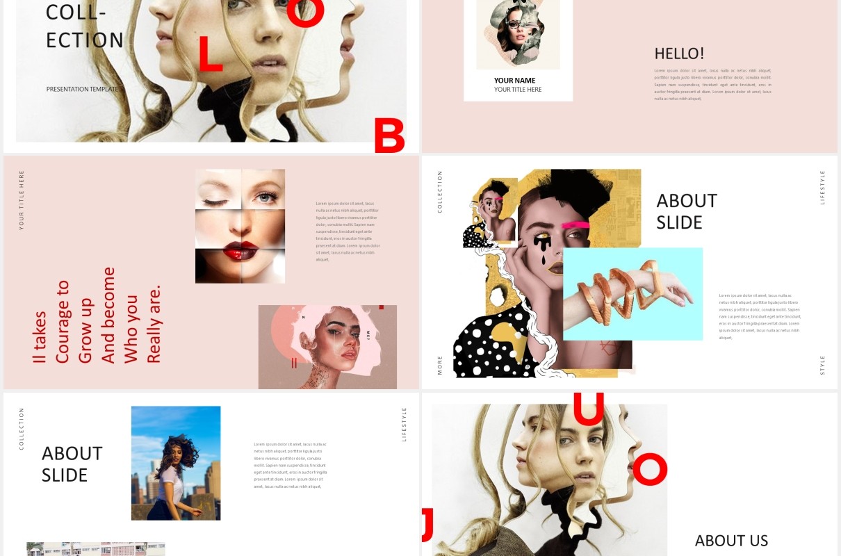 时尚服装设计师作品展示PPT模板Fashion Stylist Powerpoint