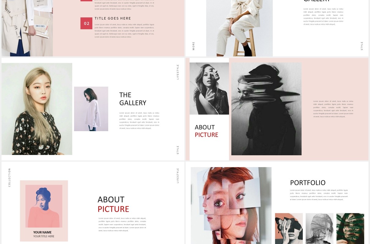 时尚服装设计师作品展示PPT模板Fashion Stylist Powerpoint