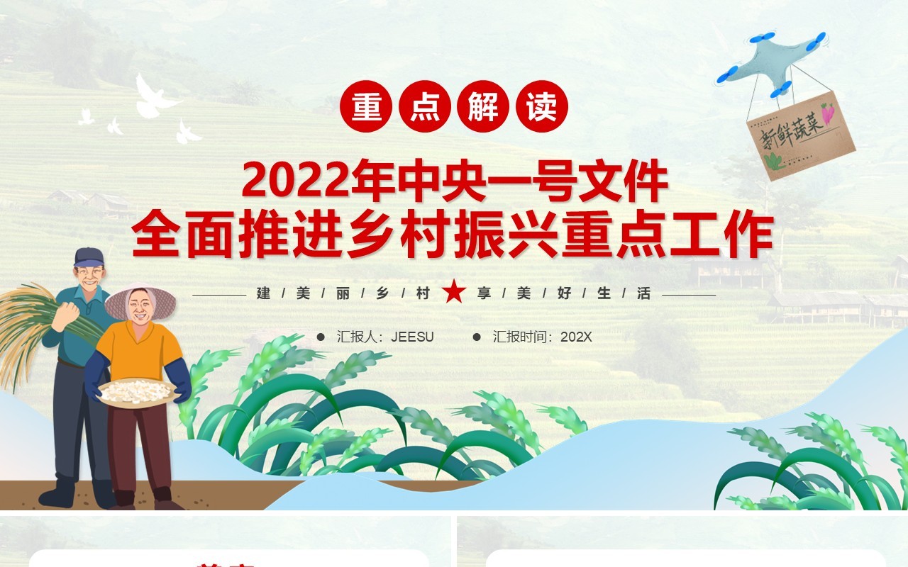中央一号文件全面推进乡村振兴重点工作PPT模板