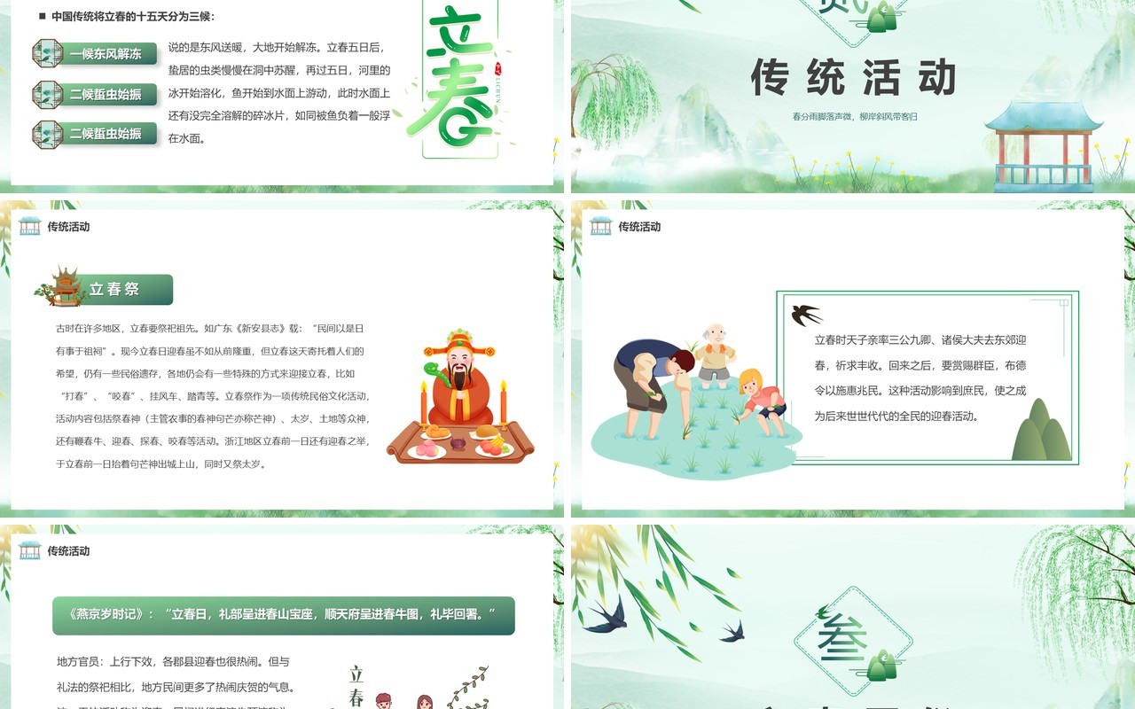 绿色中国风二十四传统节气之立春PPT模板