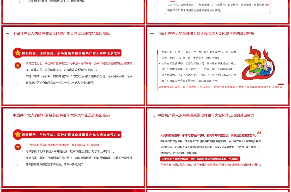 红色党政风中国共产党人百年精神谱系PPT模板