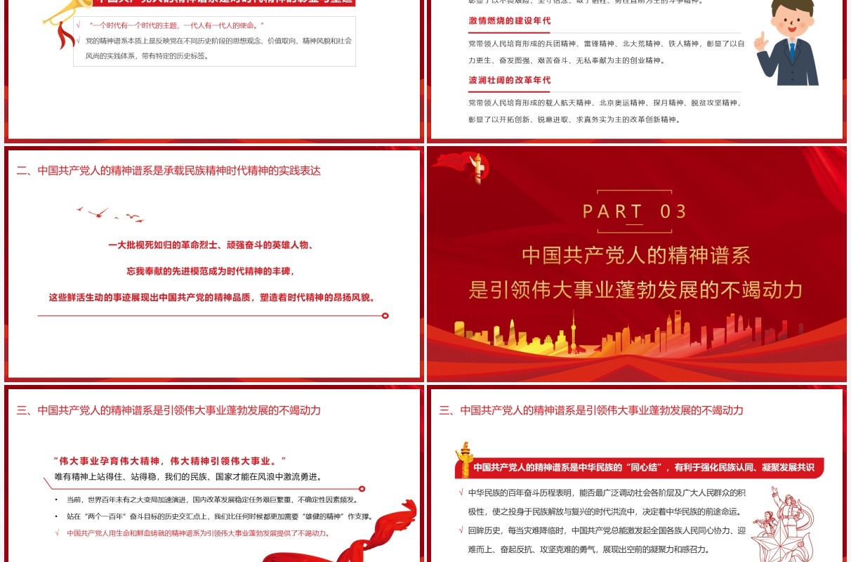 红色党政风中国共产党人百年精神谱系PPT模板