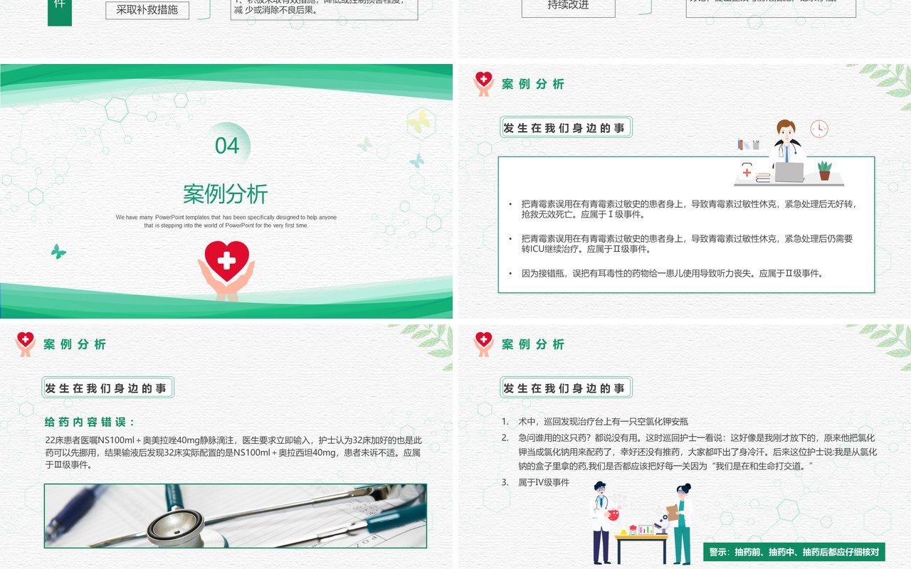 绿色简约风对护理不良事件报告上报系统的培训PPT模板
